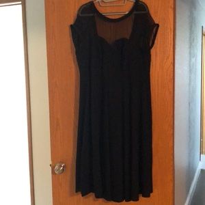Black Mesh Inset Swing Dress
